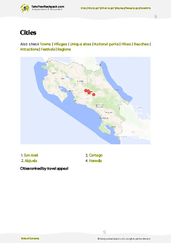 example page 6 from our offline Travel Guide for Costa Rica